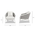 Rowan 30.5" Rope Barrel Back Patio Accent Arm Chair, Set of 2