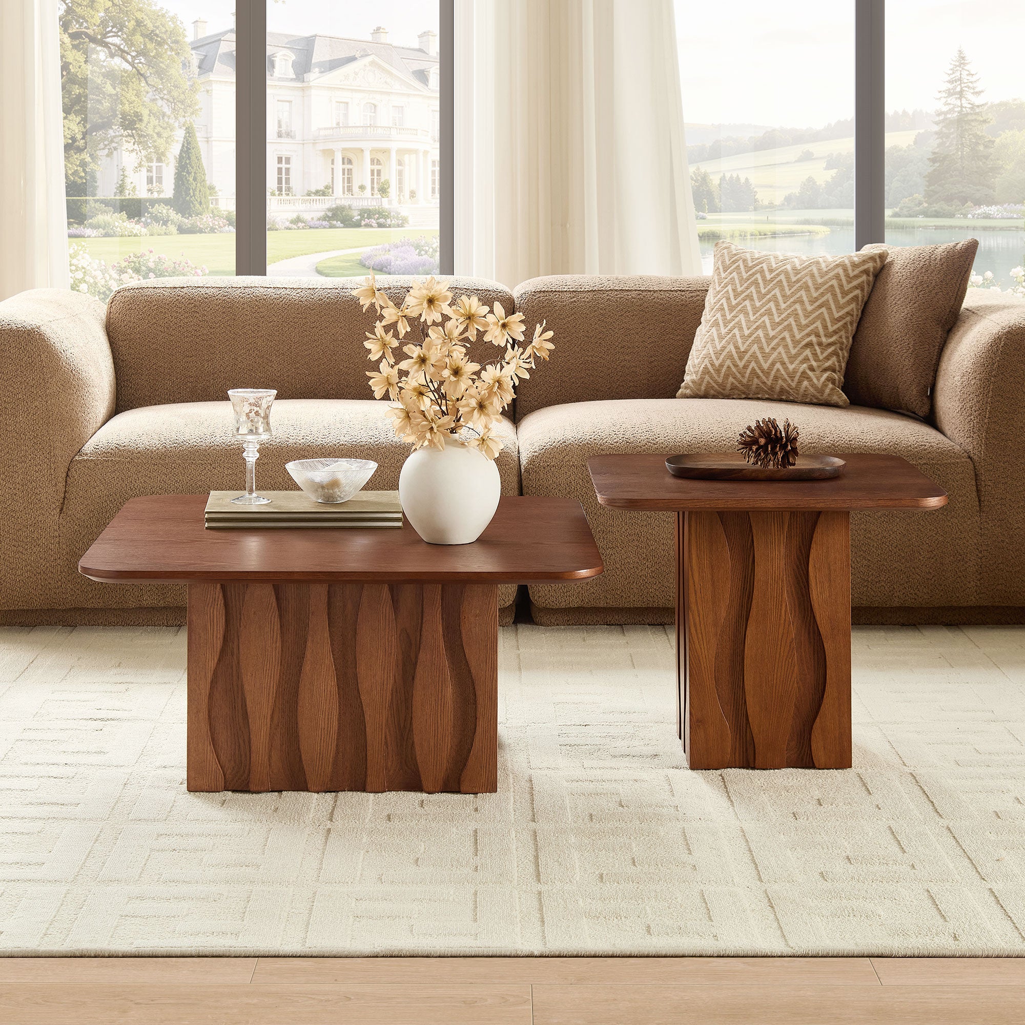 2-Piece Nesting Square Coffee Table Set