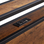 Twin Size Metal Platform Bed Frame with Wooden Headboard