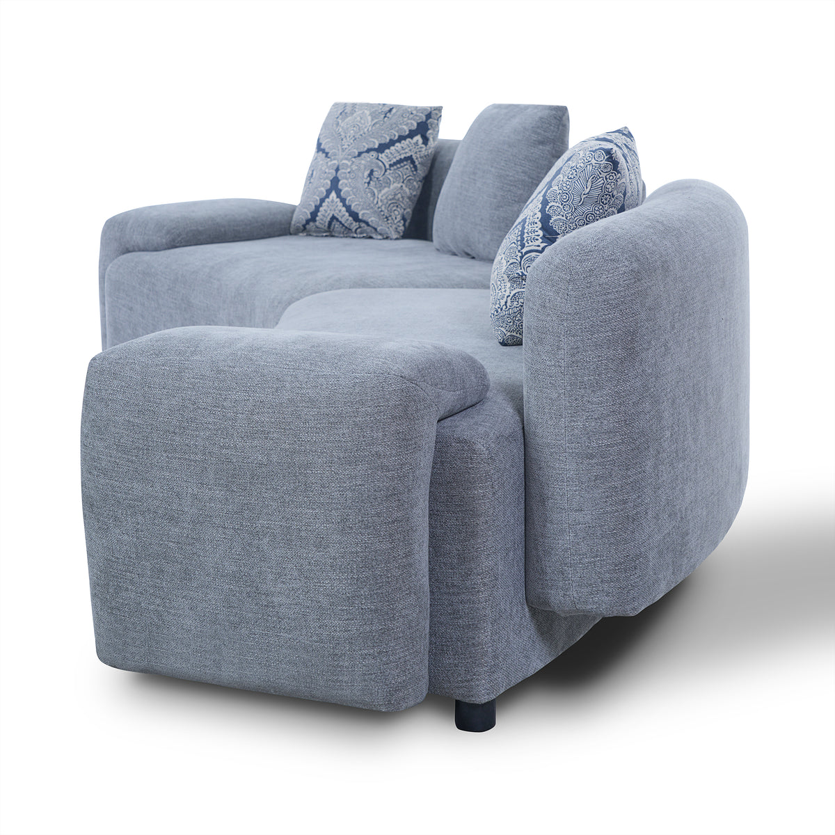122-Inch Grey Curved Sofa, 4-Seat, Medium-Soft Fabric