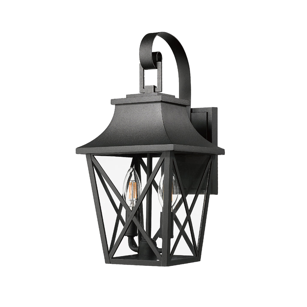 Black Outdoor Wall Lantern 2-Light Set