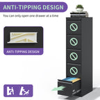 5 Drawer Metal Vertical File Cabinet with Lock