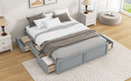 Wood Queen Size Platform Bed Frame with 6 Drawers