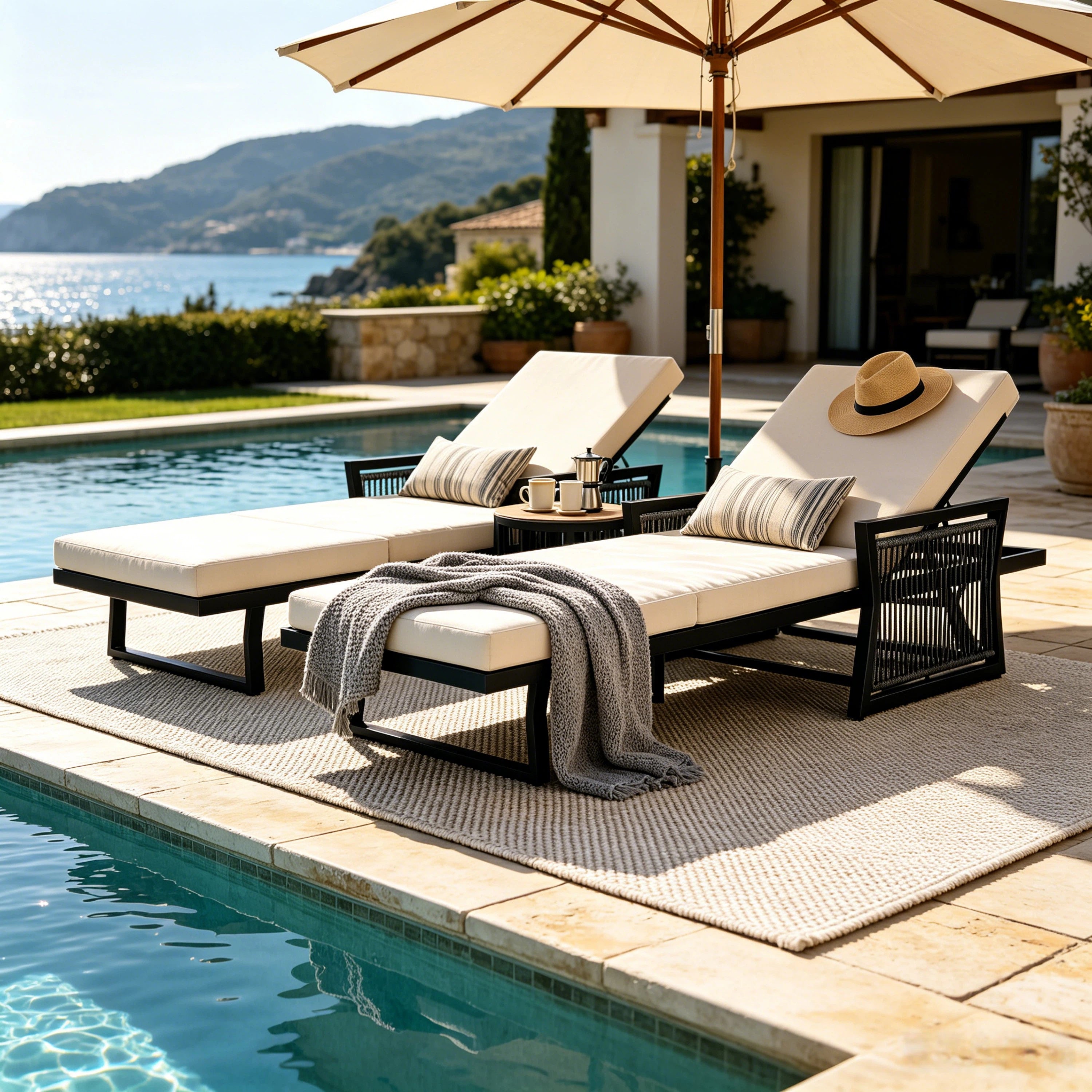 Black Mix Modern Chaise Lounge Set