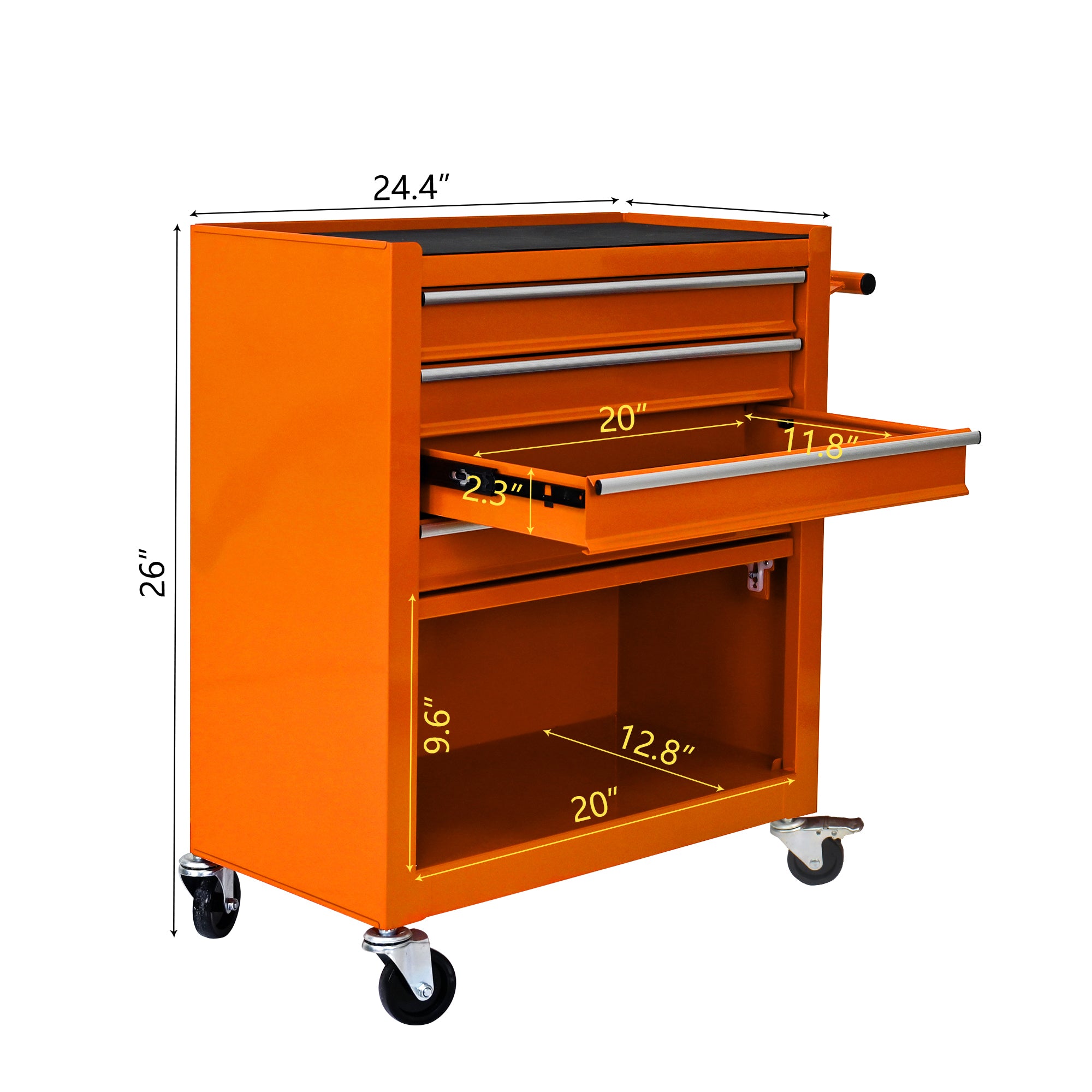 4 Drawers Multifunctional Tool Cart with Wheels - Orange