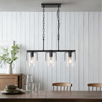 3-Light Matte Black Linear Pendant Light