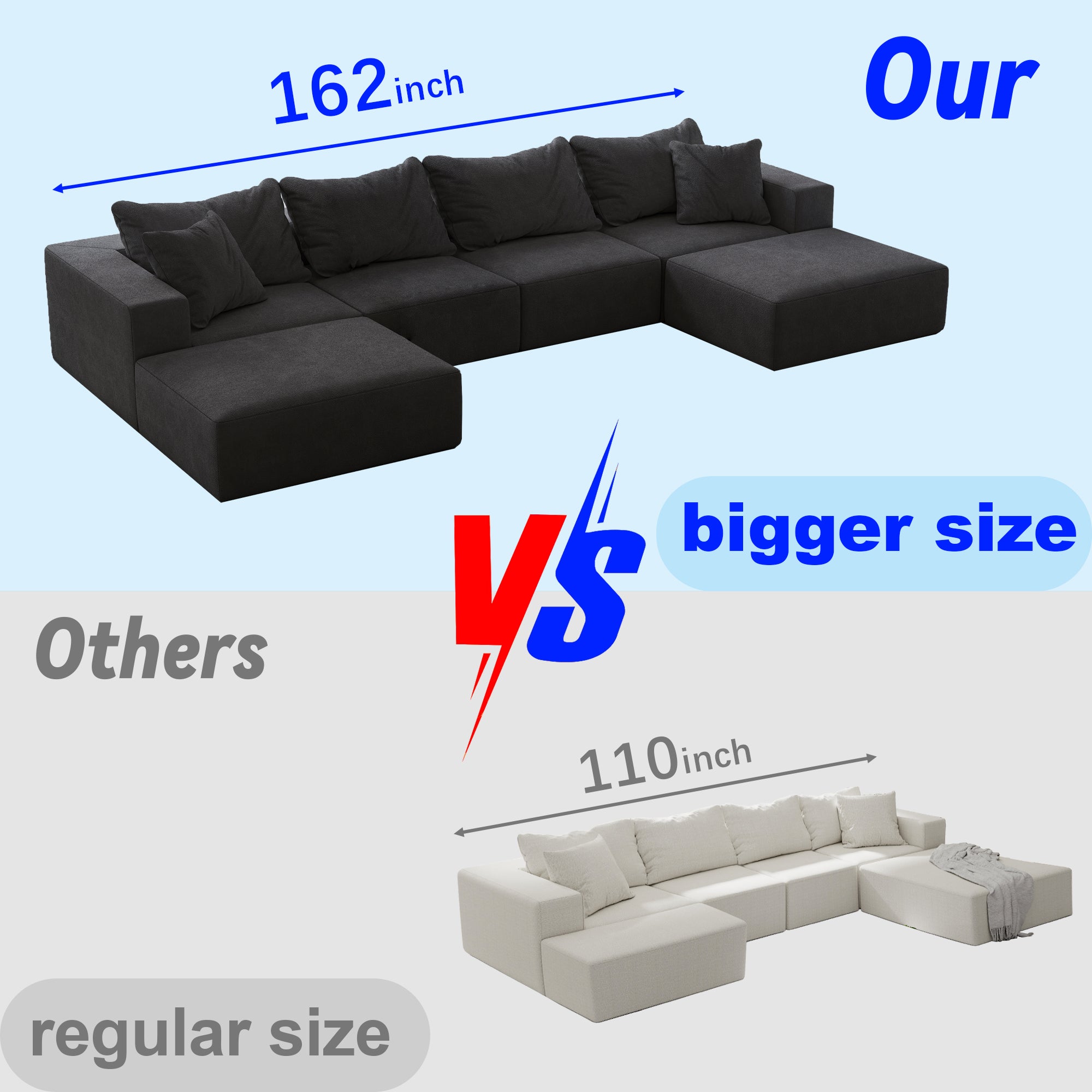Oversized Sponge Cloud Sofa - Modern Upholstered Sectional Couch