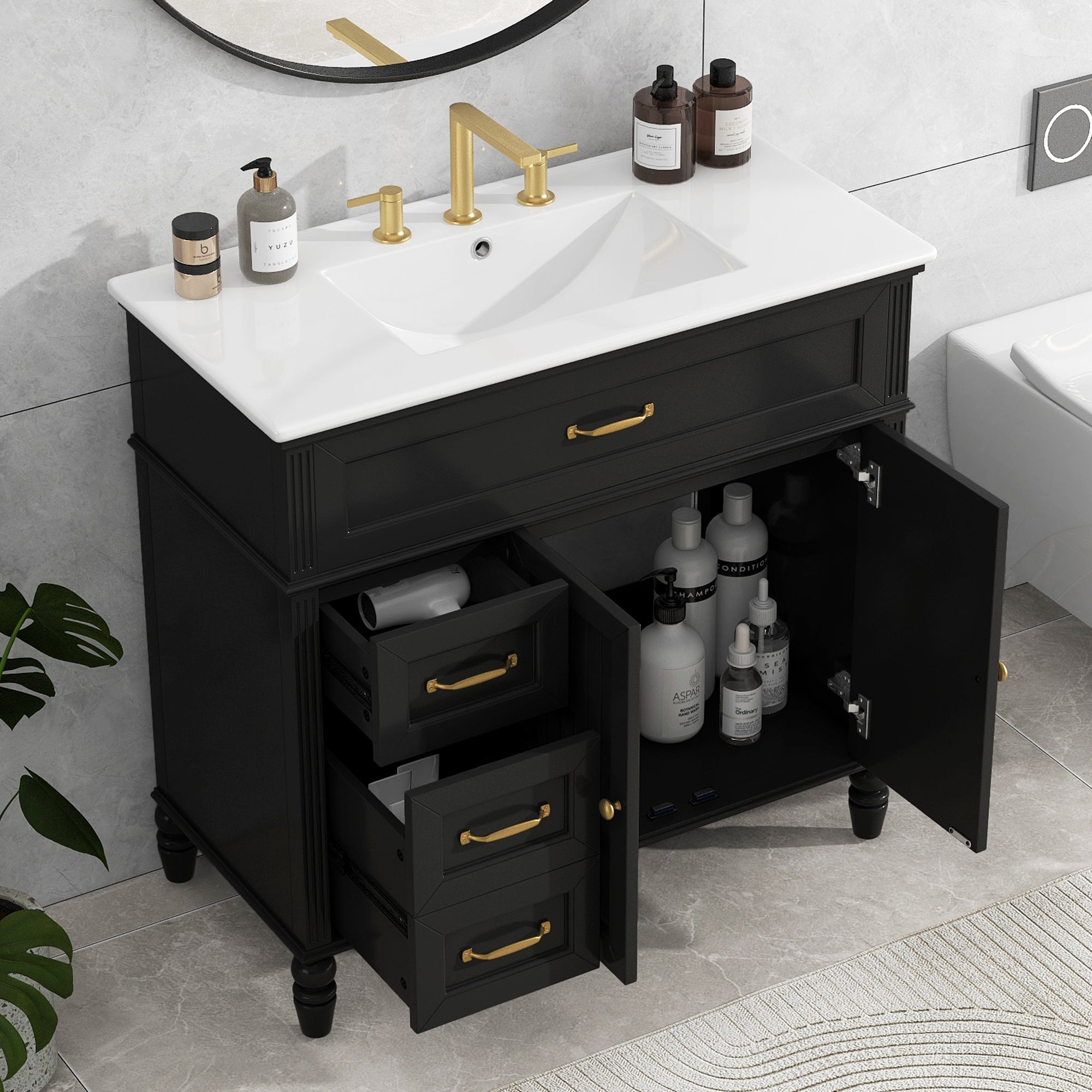 36" Bathroom Vanity with Sink and Drawers