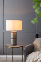 Hammered Iron Table Lamp with Mango Wood
