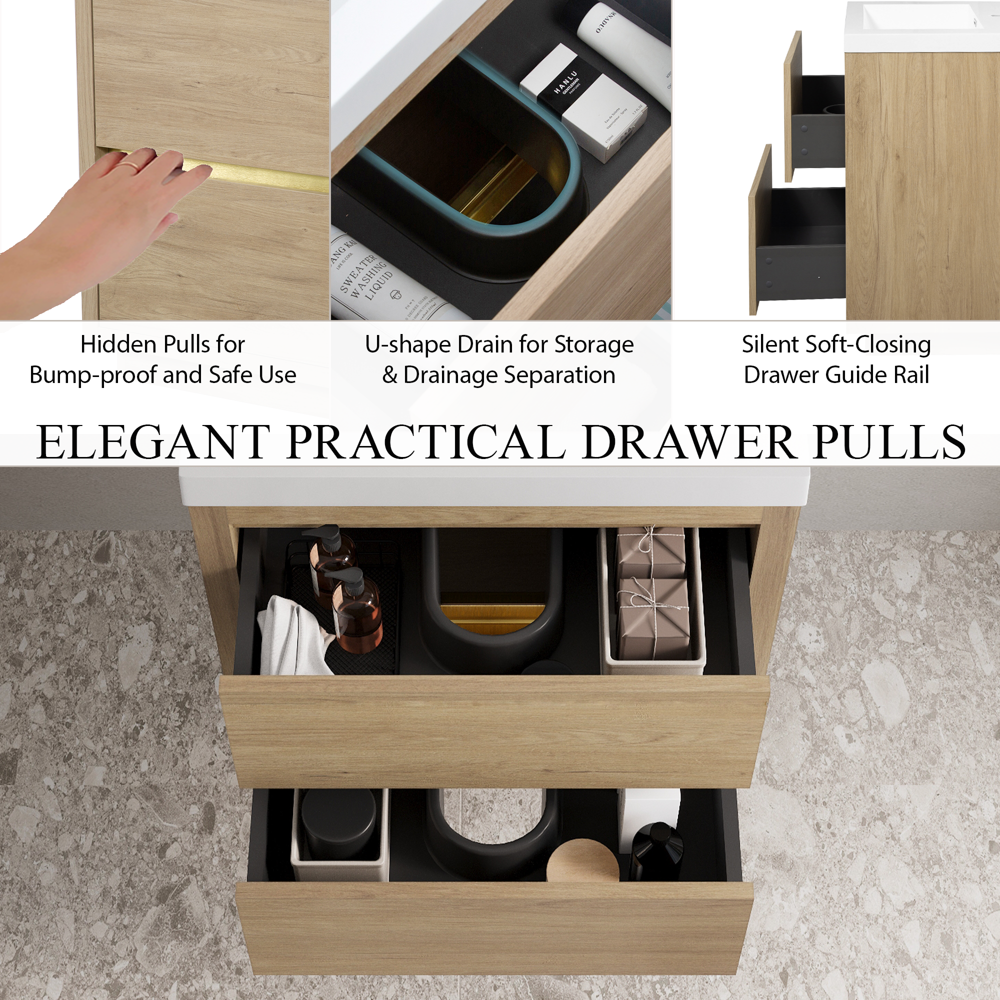 24" Wall-Mounted Bathroom Vanity with Sink