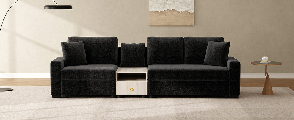 Modern Sofa Couch 111.8" Modular Sofa Upholstered 3-Seater