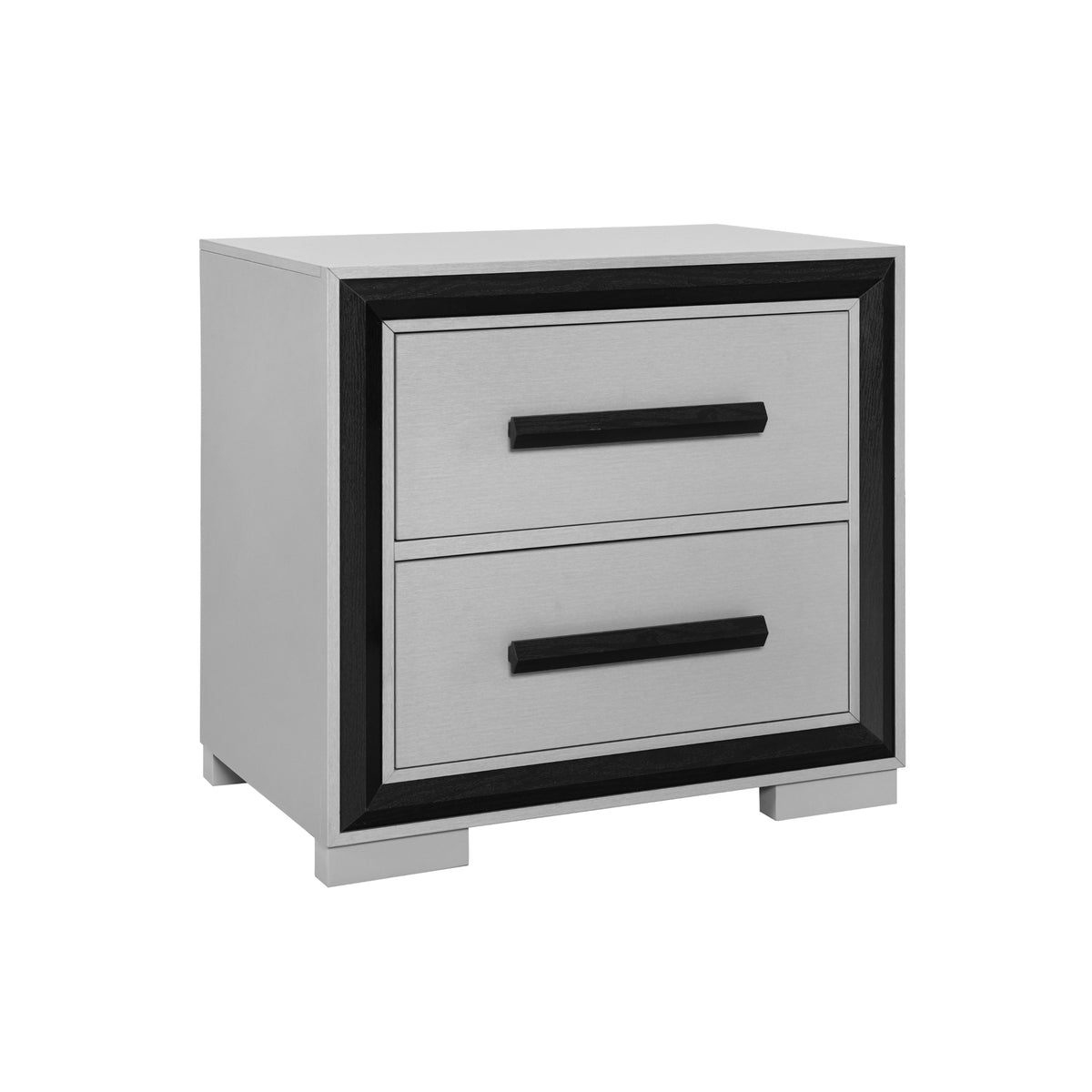Adelaide Nightstand, 2-Drawer, Solid Wood and MDF, Black and Gray
