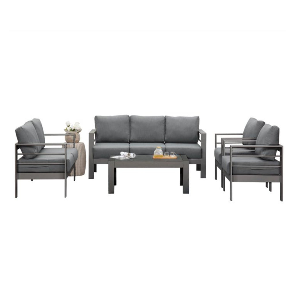 5-Piece Modern Aluminum Patio Conversation Set