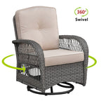 3 Pieces Conversation Set: Outdoor Wicker Rocker Swivel Patio Bistro Set