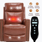 Red Genuine Leather Heat Massage Manual Recliner Chair