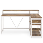 55-Inch L-Shaped Home Office Desk with Monitor Riser