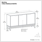 Banting 58 Inch Wide 3 Door Sideboard Buffet