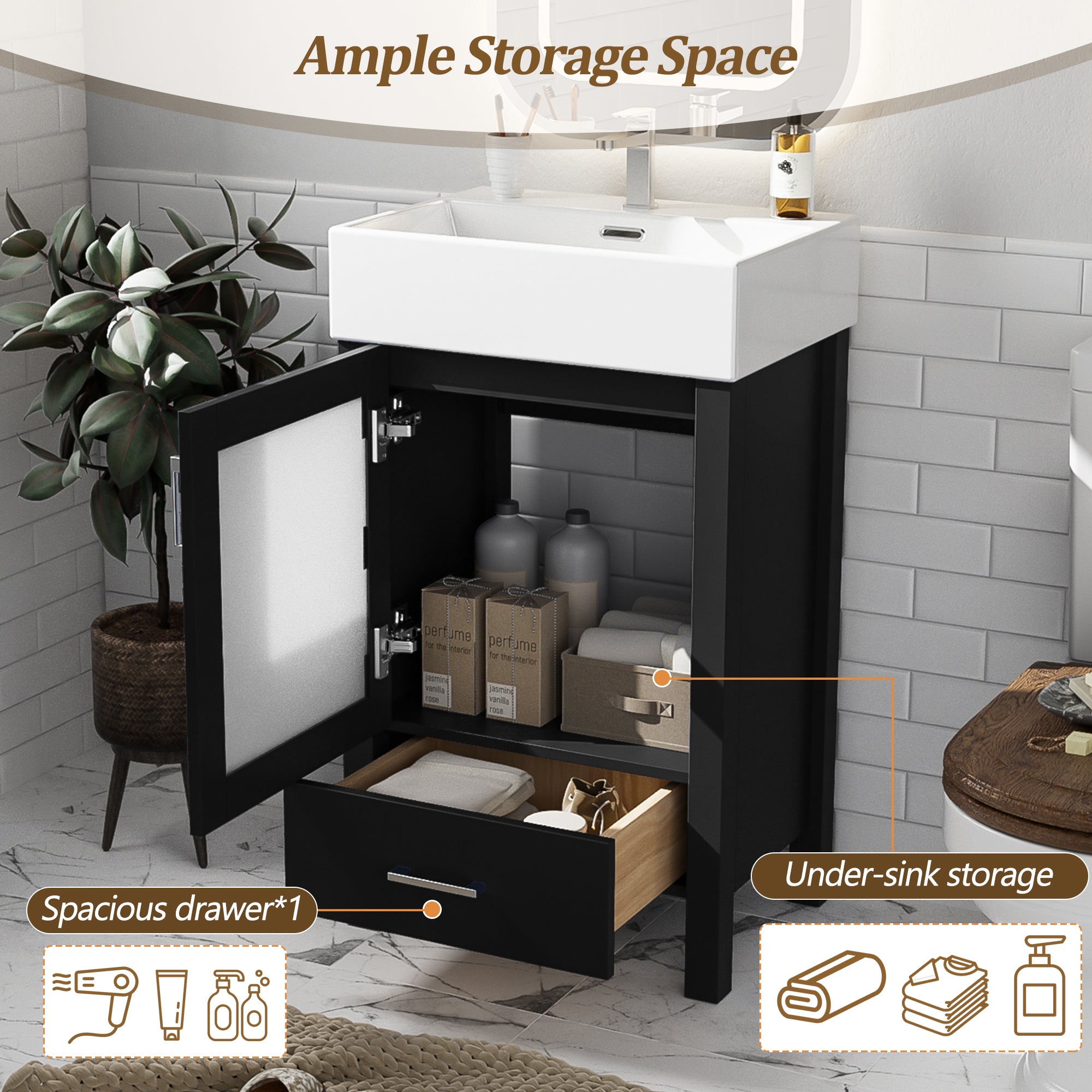 20-Inch Bathroom Vanity With Ceramic Sink