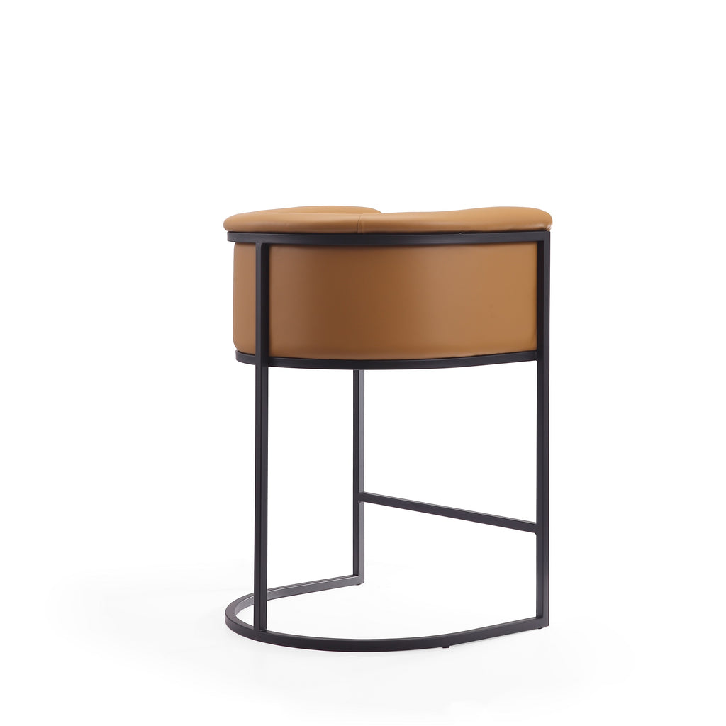 Cosmopolitan Metal Upholstered Counter Stool in Camel