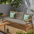 Hampton Wood + Wicker 3 Seater