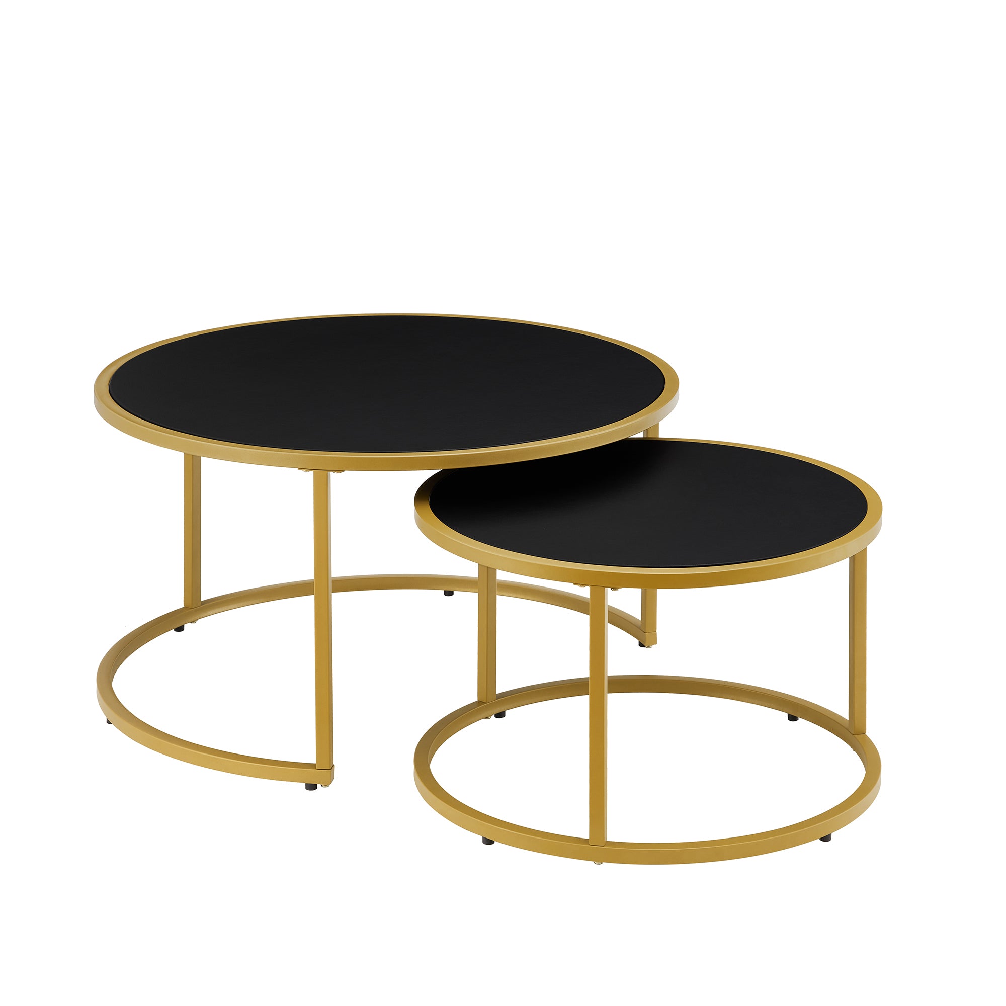 Modern Faux Leather Nesting Round Coffee Table Set