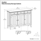 Acadian 51 Inch Wide Solid Wood Entryway Storage Cabinet in Brunette