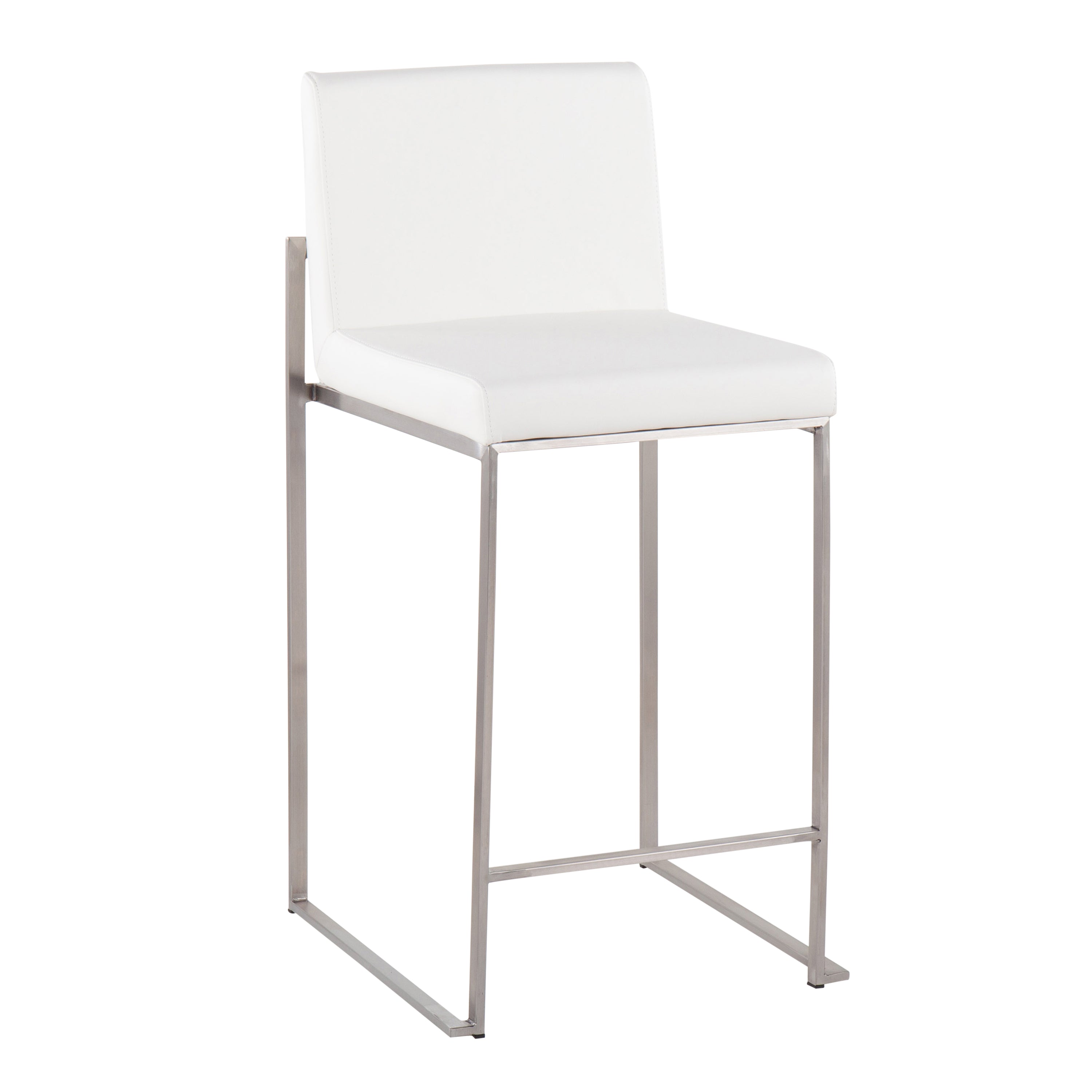 26" Contemporary High Back Counter Stool Set in Stainless Steel