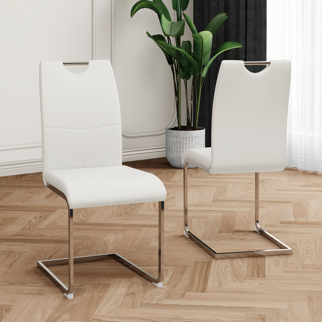 Modern Dining Chairs with Faux Leather Padded Seat