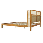 Premium Rubber Wood Platform Bed Frame, King Bed Frame with Headboard