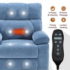 Blue Heat Massage Dual Motor Electric Power Lift Recliner