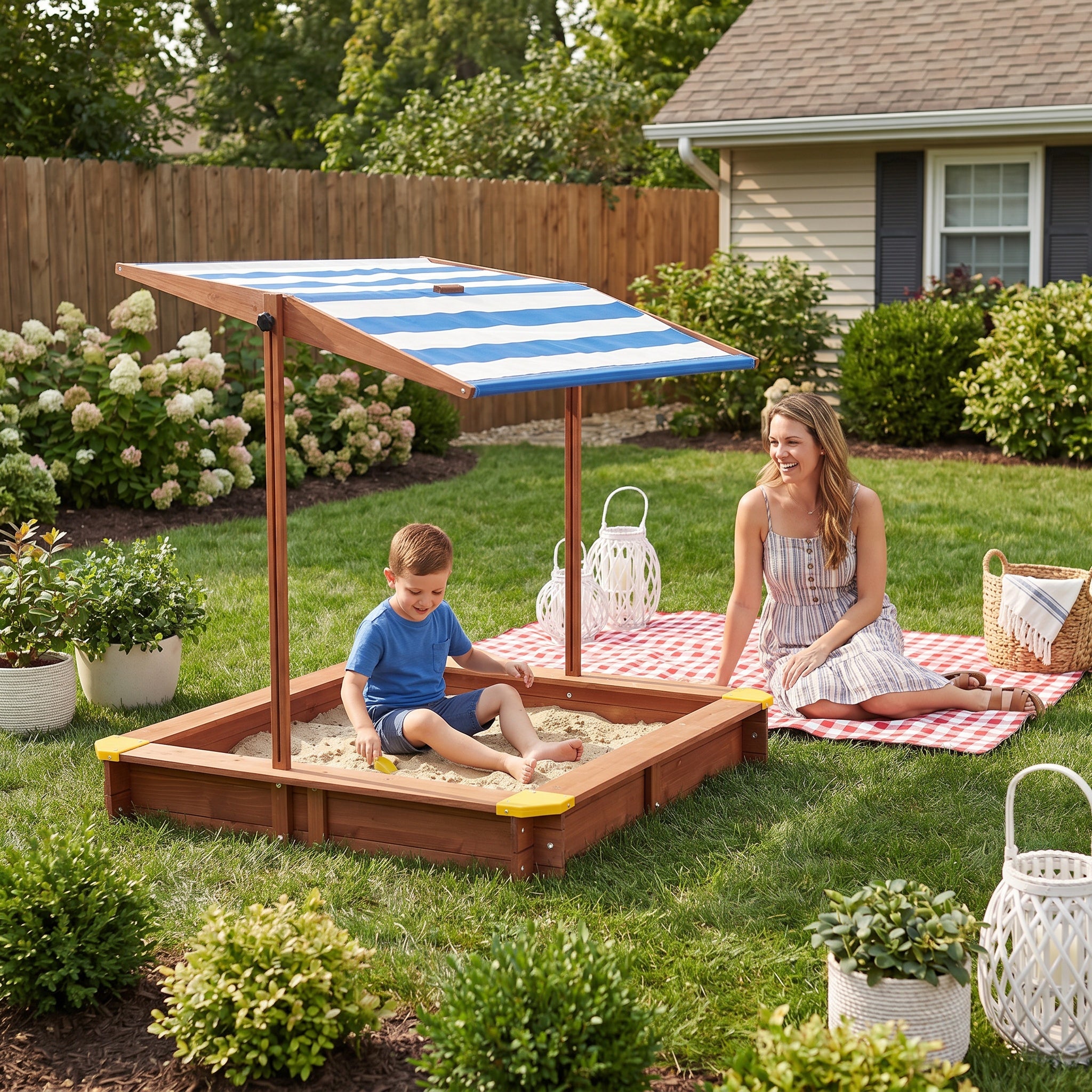 Kids Sandbox with Cover - 46" Wooden