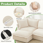 Slipcovered U Shape Sectional Wide and Deep Seat Sofa Couch