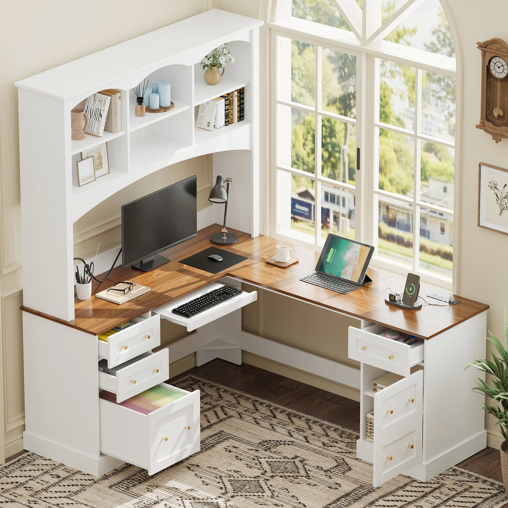 Space-Saving L-Shaped Computer Desk