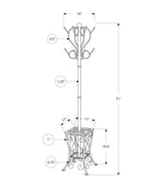 Coat Rack Hall Tree with 8 Hooks and Umbrella Holder