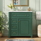 Bathroom Vanity Cabinet with Ceramic Sink Basin - 30 Inch