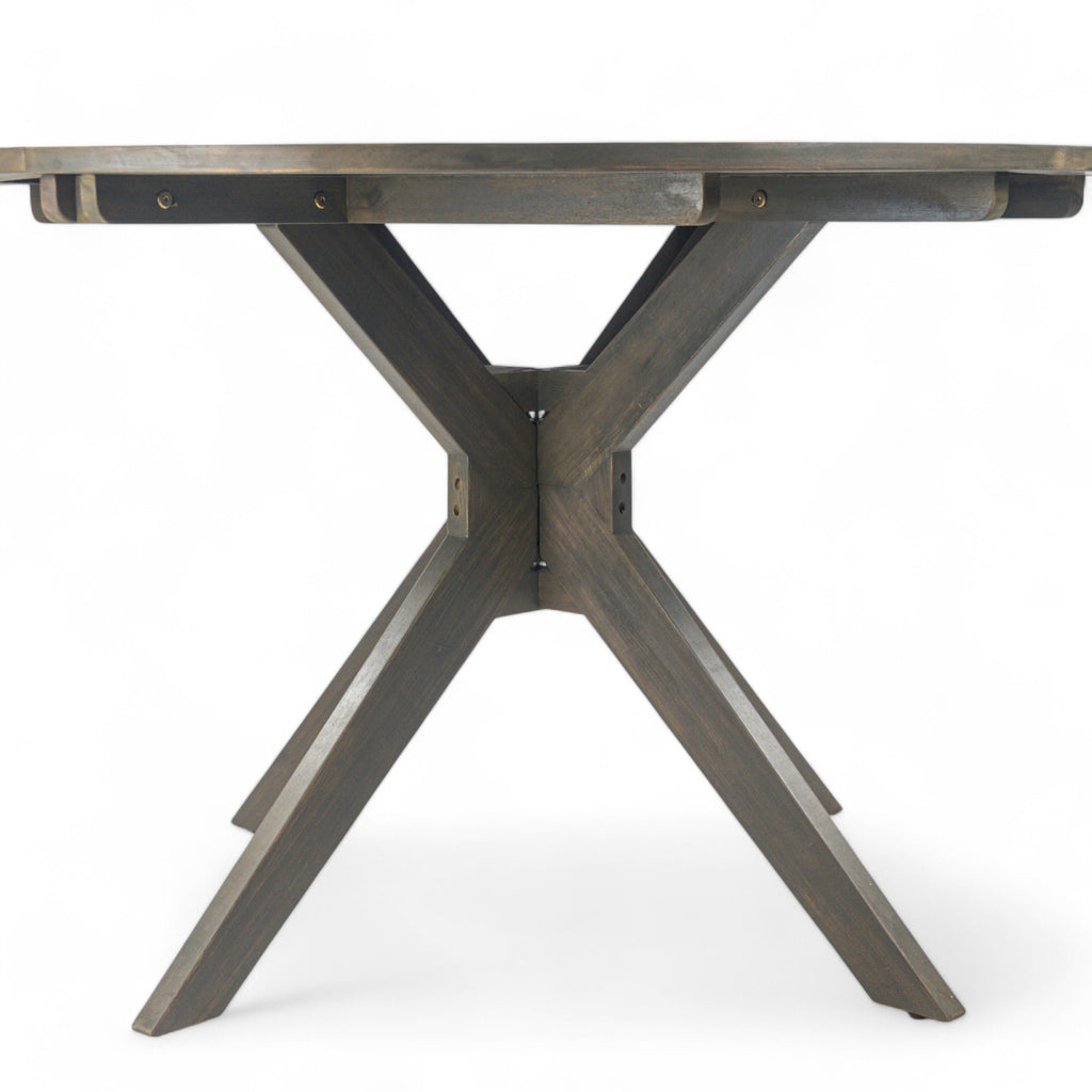 Stanford Outdoor Round Acacia Wood Dining Table with X Base