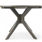 Stanford Outdoor Round Acacia Wood Dining Table with X Base