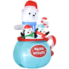 5ft Christmas Inflatables Outdoor Decoration: Bear & Penguins