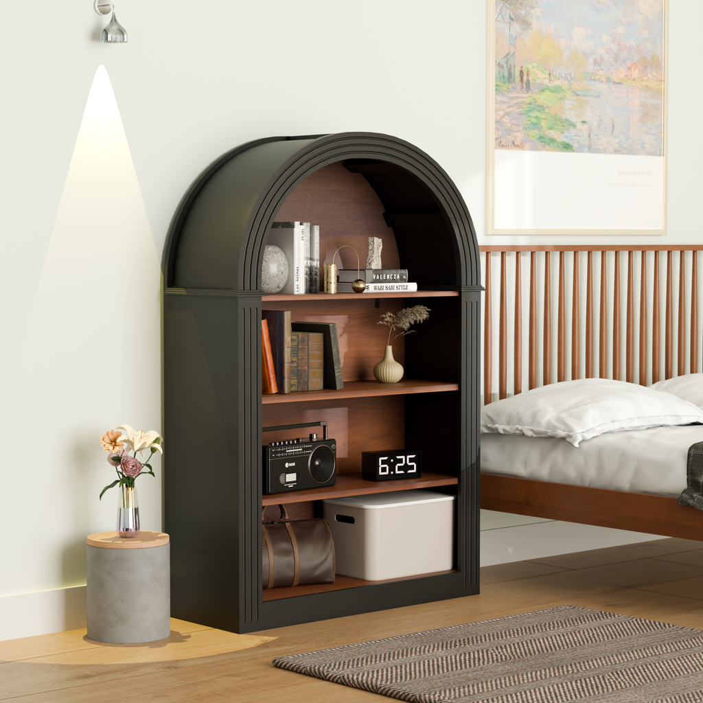 4-Shelf Tall Bookshelf in Black