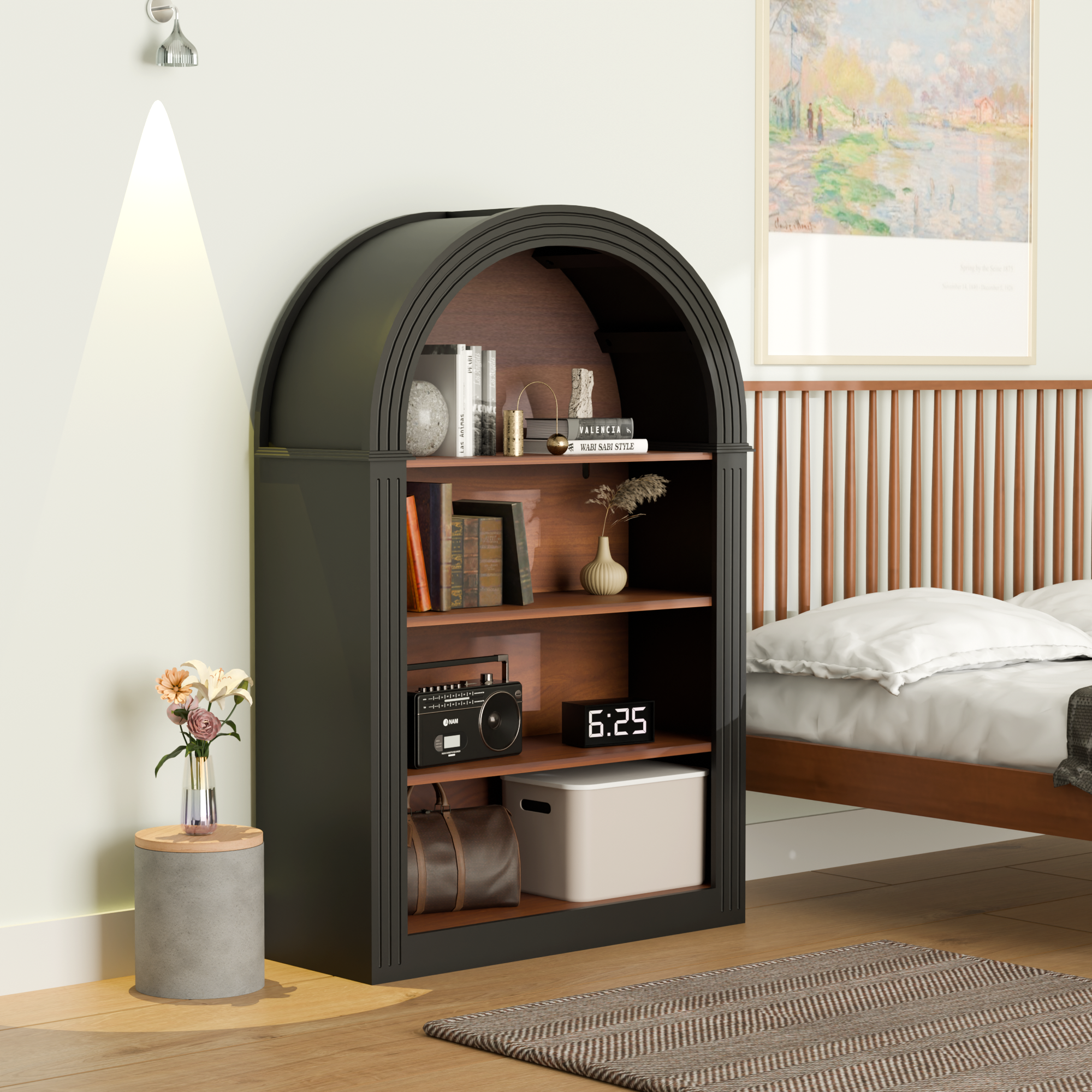 4-Shelf Tall Bookshelf in Black