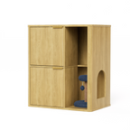 31.5-Inch Light Wood Cat Litter Cabinet with Cat Tree