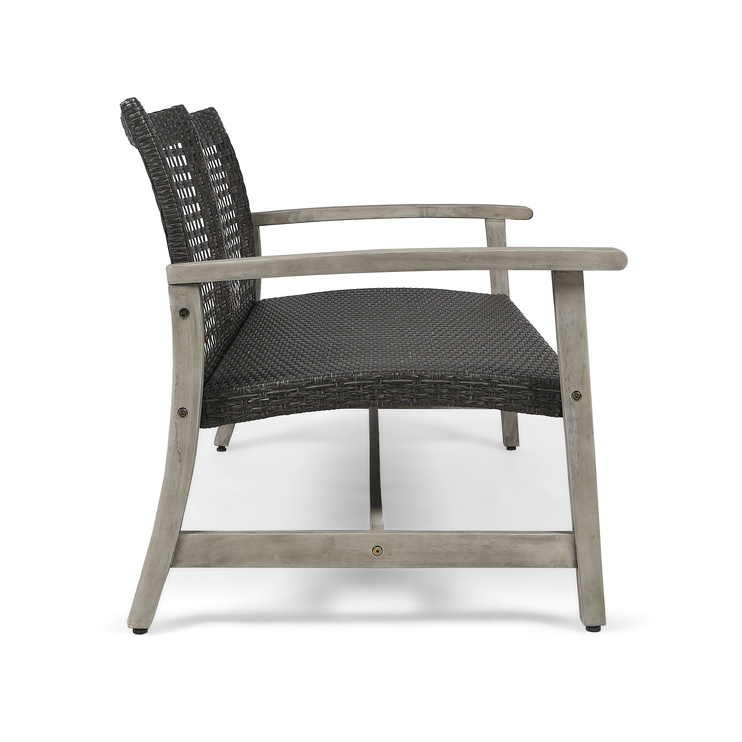 Hampton Outdoor Acacia Wood Wicker Loveseat