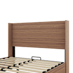 Queen Size Bed Frame with Grooved Lifting Storage Function