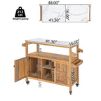 Outdoor Patio Acacia Wood Bar Cart