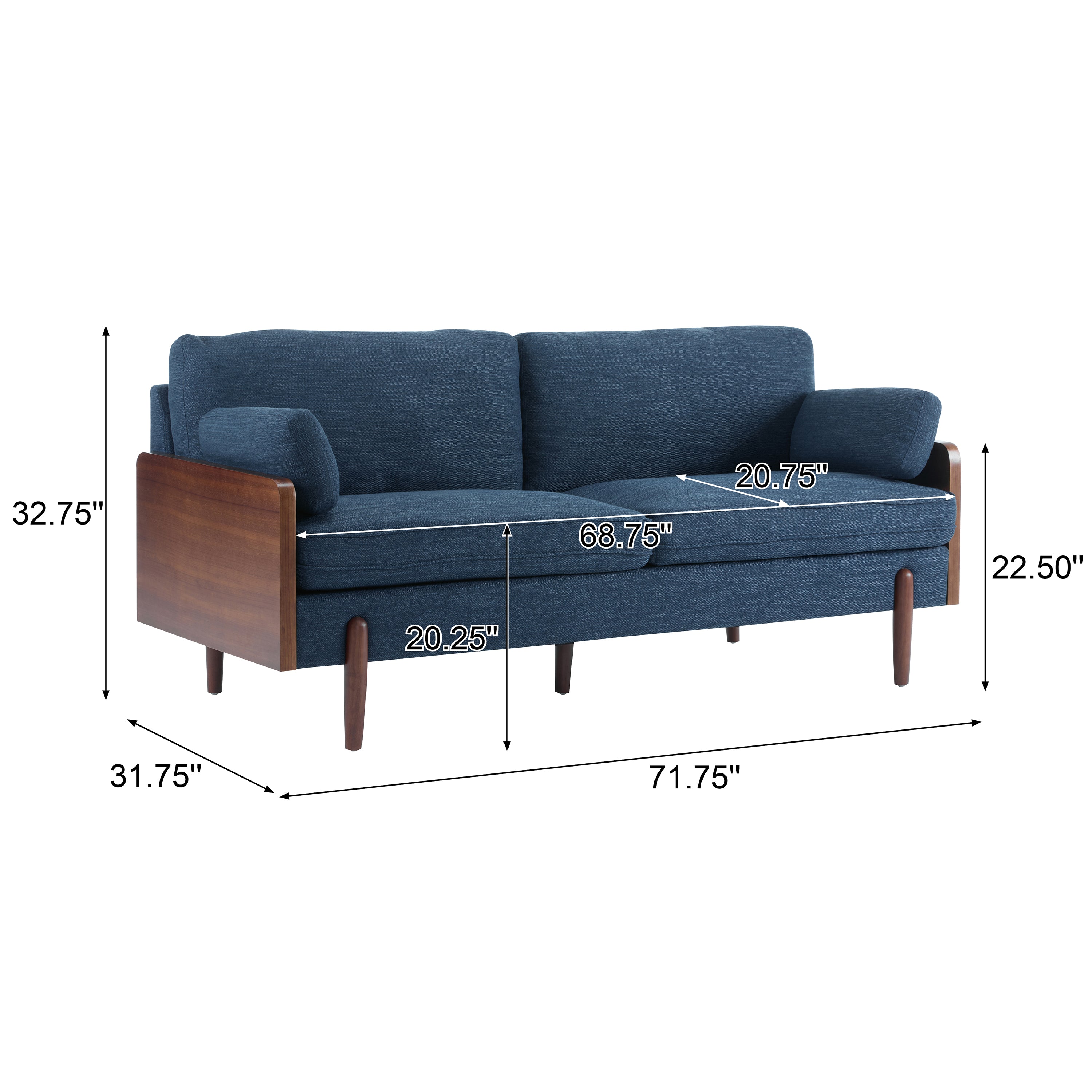 Mid-Century Modern Navy Sofa