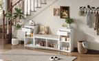 TREXM All-in-One Entryway Storage Bench with Cushion, Compartments & Drawers