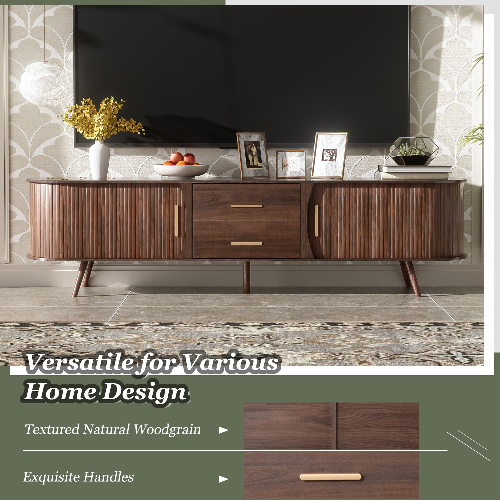 Mid-Century Modern TV Stand for 80" TV