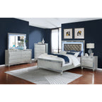 Karmen Metallic Upholstered Tufted California King Panel Bed