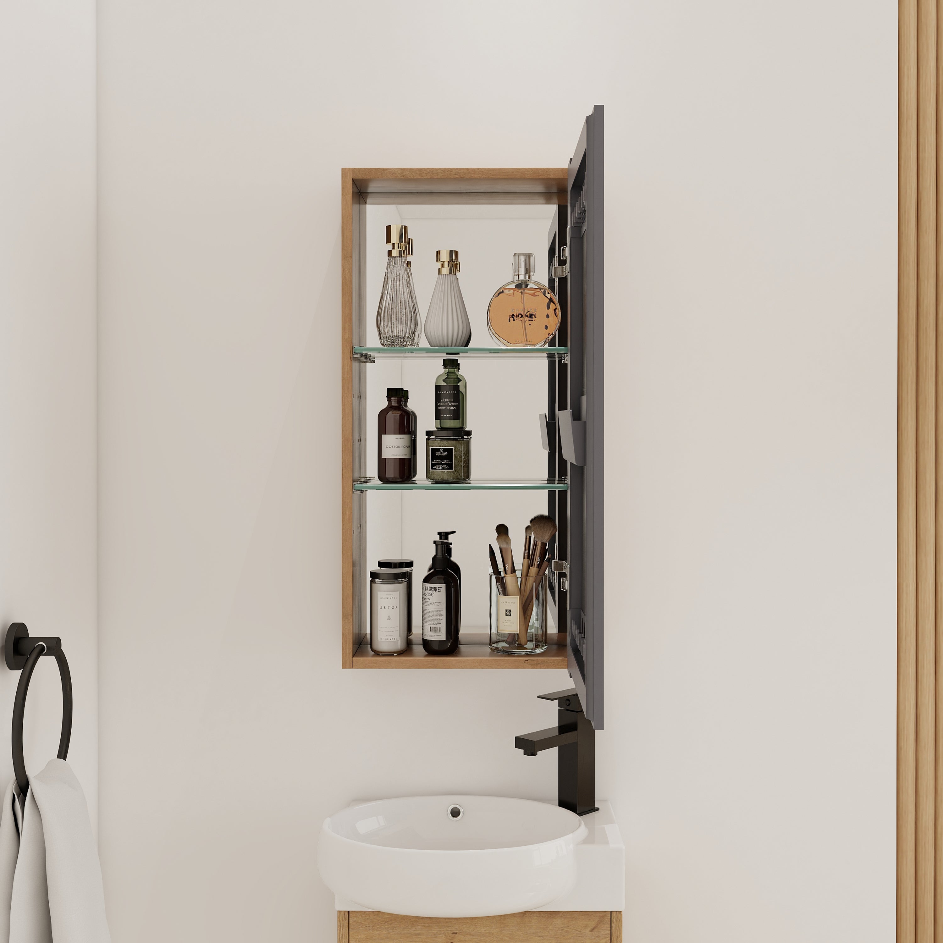 14" Bathroom Mirror Cabinet with Storage