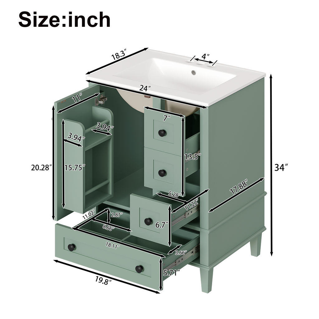 24-Inch Light Bathroom Vanity Cabinet